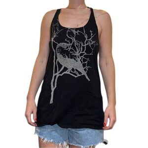 Truly Madly Deeply Black Bird Graphic Tank Top